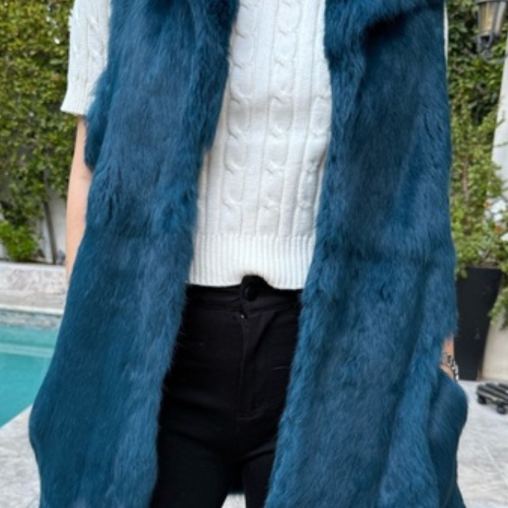 Love Token Blue authentic rabbit Fur Vest